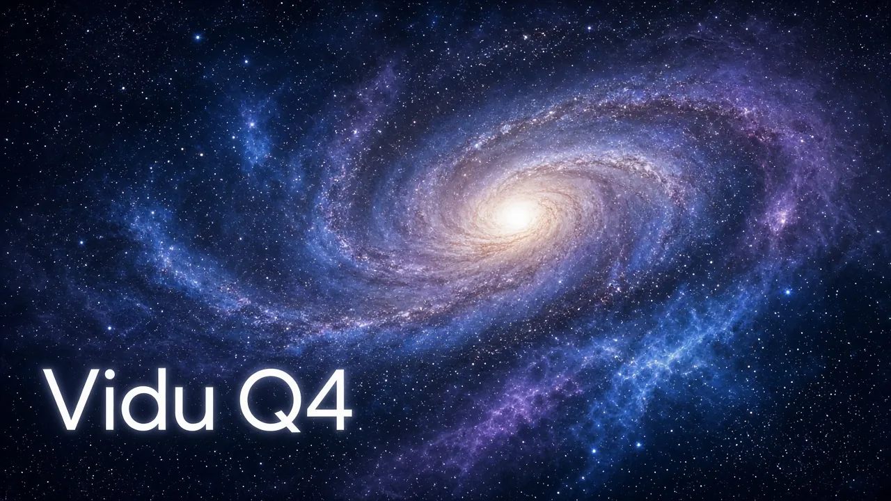 「Vidu Q4」という文字が書かれた渦巻銀河